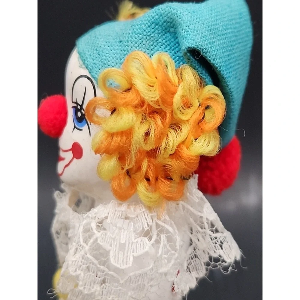 Vintage Porcelain Circus Soccer Clown Decorative Hair & Felt Hat 4.75